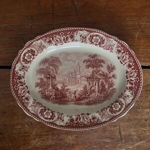 Red Transferware English Platter